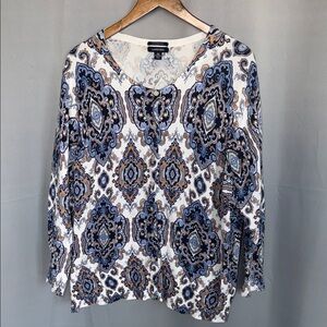 Lands' End Blue 70’s Hippie Cardigan size 3X Like new Business casual Basics